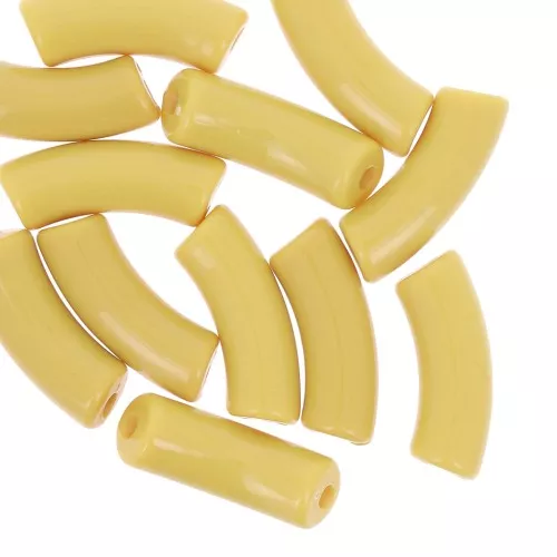 Curved tube beads 35x11 mm in opaque acrylic - Ochre x6