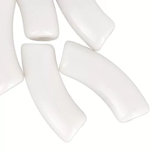 Curved tube beads 35x11 mm in opaque acrylic - Cream x6