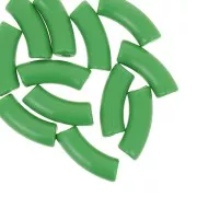 Curved tube beads 35x11 mm in opaque acrylic - Green x6