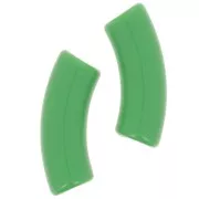Curved tube beads 35x11 mm in opaque acrylic - Green x6