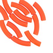 32x8 mm curved tube beads in opaque acrylic - Fluorescent orange x6