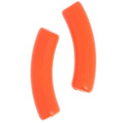 32x8mm Curved tube beads in opaque Acrylic - Neon Orange x6