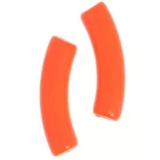 32x8mm Curved tube beads in opaque Acrylic - Neon Orange x6