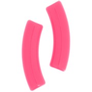 32x8 mm curved tube beads in opaque acrylic - Fluorescent pink x6