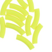 32x8 mm curved tube beads in opaque acrylic - Fluorescent yellow x6