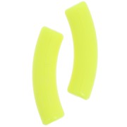 32x8 mm curved tube beads in opaque acrylic - Fluorescent yellow x6