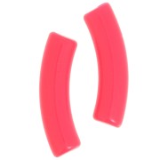 32x8 mm curved tube beads in opaque acrylic - Fluorescent coral pink x6