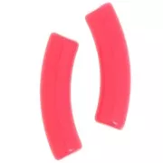 32x8 mm curved tube beads in opaque acrylic - Fluorescent coral pink x6