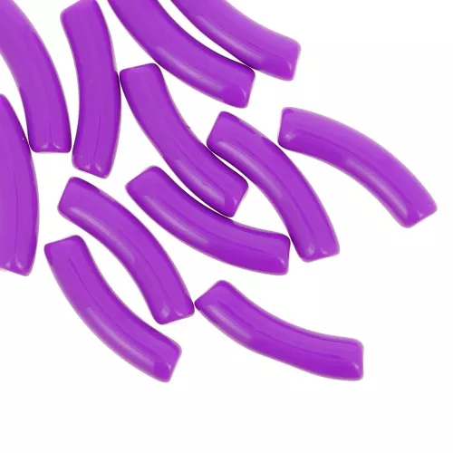 32x8 mm curved tube beads in opaque acrylic - Violet x6