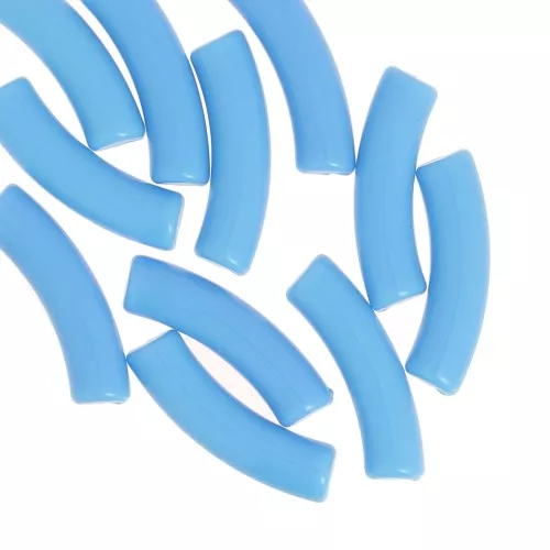 32x8 mm curved tube beads in opaque acrylic - Light blue x6
