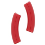 32x8mm Curved tube beads in opaque Acrylic - Red x6
