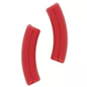 32x8mm Curved tube beads in opaque Acrylic - Red x6