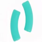32x8 mm curved tube beads in opaque acrylic - Turquoise green x6