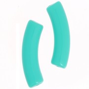 32x8mm Curved tube beads in opaque Acrylic - turquoise Green x6