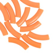 32x8mm Curved tube beads in opaque Acrylic - Orange x6