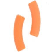 32x8mm Curved tube beads in opaque Acrylic - Orange x6