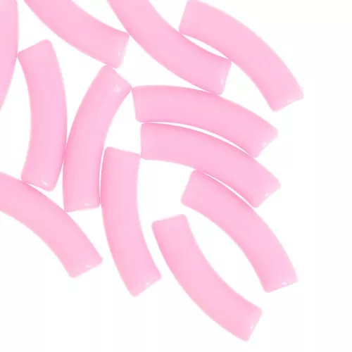 32x8 mm curved tube beads in opaque acrylic - Light pink x6