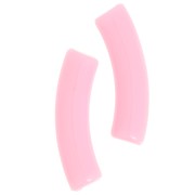 32x8 mm curved tube beads in opaque acrylic - Light pink x6