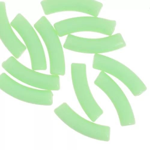 32x8 mm curved tube beads in opaque acrylic - Light green x6