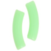 32x8mm Curved tube beads in opaque Acrylic - Light Green x6