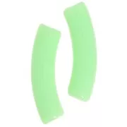 32x8mm Curved tube beads in opaque Acrylic - Light Green x6