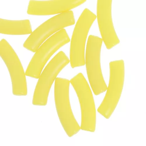 32x8 mm curved tube beads in opaque acrylic - Yellow x6