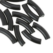 32x8mm Curved tube beads in opaque Acrylic - Black x6