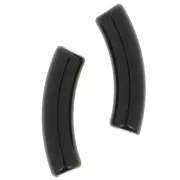 32x8mm Curved tube beads in opaque Acrylic - Black x6
