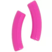 32x8 mm curved tube beads in opaque acrylic - Fuchsia x6