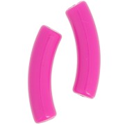 32x8mm Curved tube beads in opaque Acrylic - Fuchsia x6