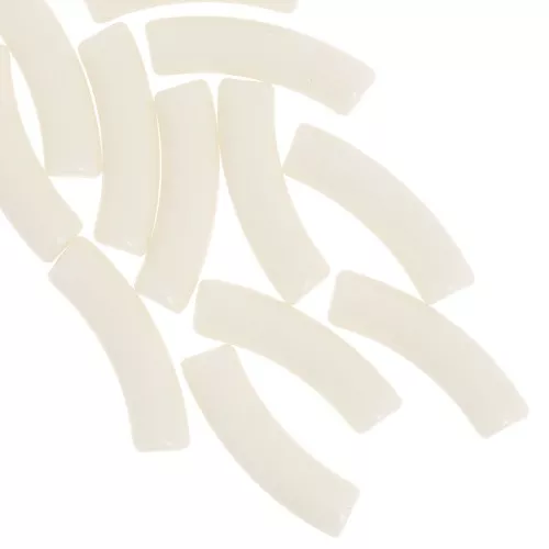 32x8 mm curved tube beads in opaque acrylic - Ivory x6
