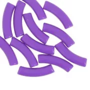 32x8 mm curved tube beads in opaque acrylic - Dark violet x6