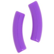 32x8mm Curved tube beads in opaque Acrylic - Dark Purple x6