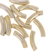 32x8 mm curved tube beads in opaque acrylic - Gold x6