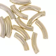 32x8 mm curved tube beads in opaque acrylic - Gold x6