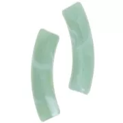 32x8mm Curved tube beads in transparent Acrylic - Marbled Sage green x6