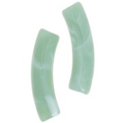 Clear acrylic 32x8 mm curved tube beads - Marbled Sage Green x6