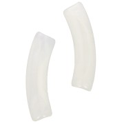 32x8mm Curved tube beads in transparent Acrylic - Marbled White x6