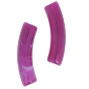 Clear acrylic 32x8 mm curved tube beads - Marbled Plum x6