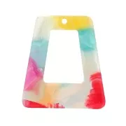Acetate hollow trapeze pendant 30x25.5 mm - Marbled Multicolor x1