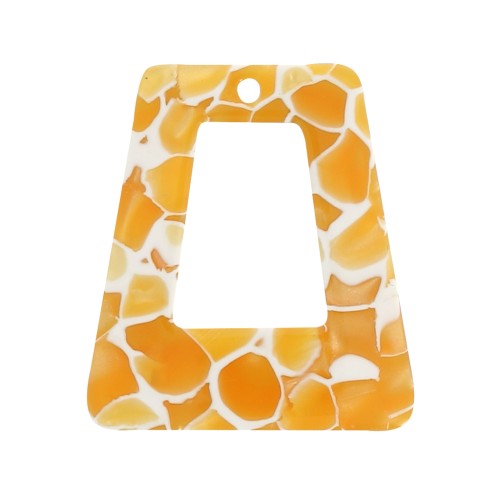 29x26mm Acetate Hollow Trapeze Pendant - Tortoiseshell - Yellow - White x1