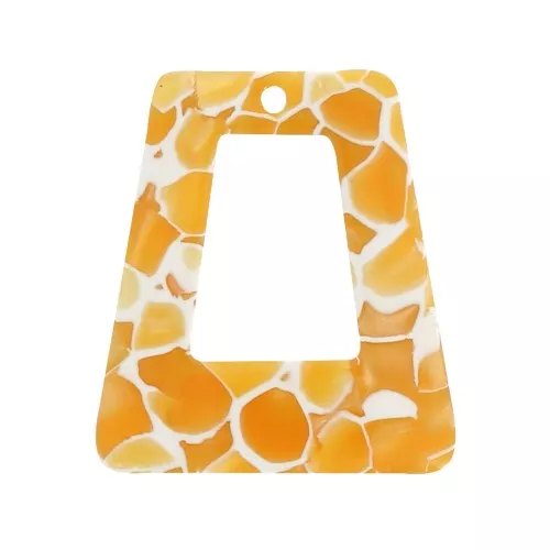 29x26mm Acetate Hollow Trapeze Pendant - Tortoiseshell - Yellow - White x1