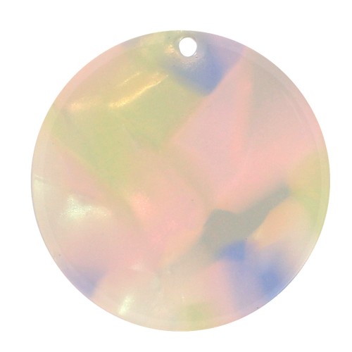 Round 30 mm acetate pendant - Marbled Multicolored Pearl x1