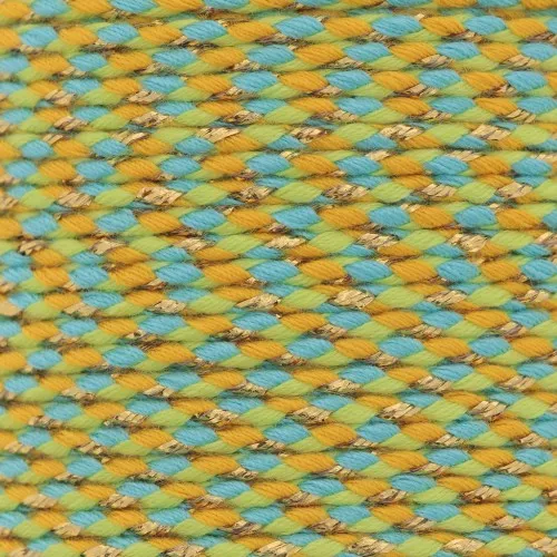1.5mm Braided cotton cord and metallic thread - Light Green - Blue - Ochre - Gold