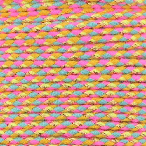 1.5mm Braided cotton cord and metallic thread - Neon Pink - Blue - Yellow -