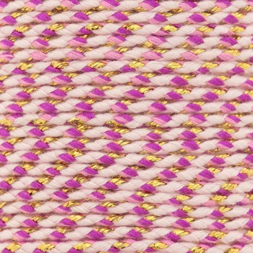 1.5mm Braided cotton cord and metallic thread - Light pink - Plum - Gold x1m