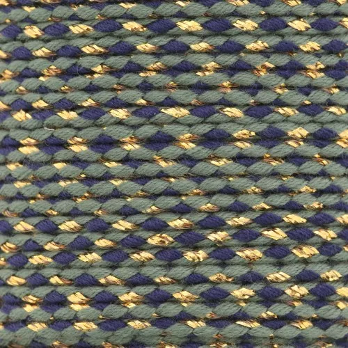 1.5mm Braided cotton cord and metallic thread - Khaki - Dark blue - Gold x1m