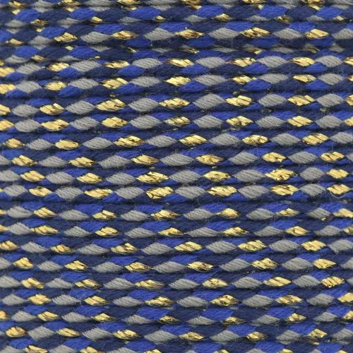 1.5mm Braided cotton cord and metallic thread - Dark blue - Taupe - Gold x1m