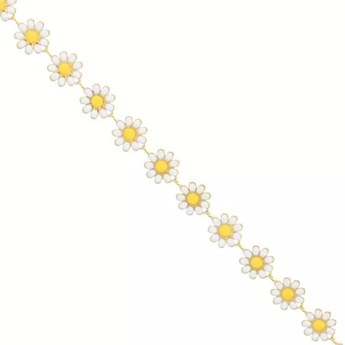 10mm Stainless steel Fancy daisy chain epoxy resin - gold - White - Yellow x20cm