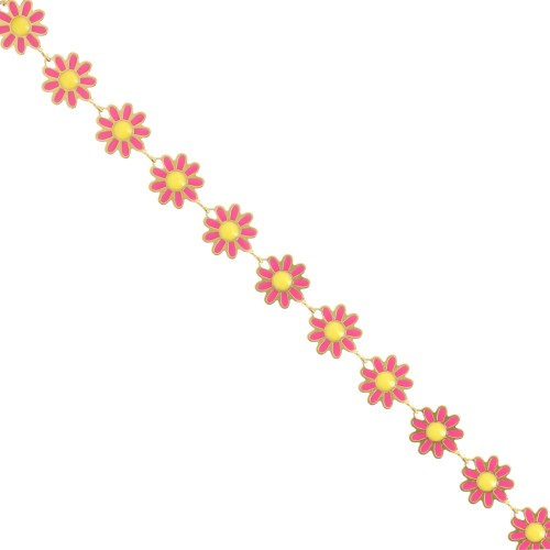 10mm Stainless steel Fancy daisy chain epoxy resin - gold - Fuchsia - Yellow x20cm